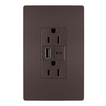 radiant® 15A Tamper-Resistant Ultra-Fast USB Type-A/C Outlet | Residential Receptacles | Outlets and Receptacles | Wiring Devices Modern Light Switches, Light Switches And Sockets, Switches And Sockets, Outlet Plates, Usb Outlet, Santa Ynez, Light Switches, Lighting Trends, Usb Type A