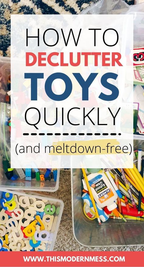 Want to declutter toys in your child’s bedroom or playroom? Here’s what you need to know about how to declutter kids' toys.

Including:

- how to sort toys
- how to organize toys
- how to zone your playroom
- how to help your kids declutter toys
- toy decluttering tips How To Get Rid Of Toys, How To Organize A Playroom, Decluttering Kids Toys, Toy Decluttering Tips, How To Declutter Toys, How To Organize Kids Toys, How To Organize Toys, Toy Storage Bedroom, Declutter Playroom