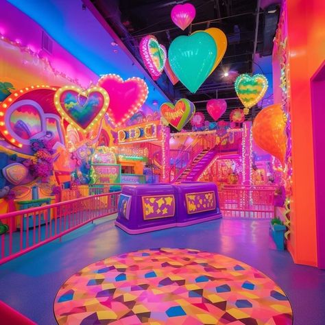 Rainbow 90s Aesthetic, Pop Color Aesthetic, Clown House Aesthetic, Bright Circus Aesthetic, Neon Clown Aesthetic, Kidcore Places, Jestercore Aesthetic, Rare Aesthetics List, Pastel Scenecore