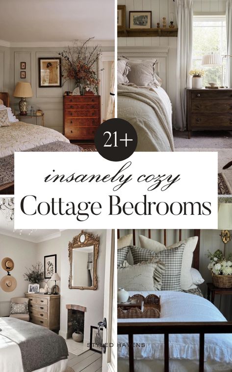 Scouring the internet for modern bedroom ideas and love the cozy cottage bedroom vibe? It's no secret cottagecore bedroom designs are trending in 2025, and these earthy bedroom spaces are a MUST-SEE when it comes to bedroom design and bedroom style. (SAVE to your bedroom inspo board for when you're ready to plan your dream space!) Bedroom Renovation Ideas Before After, Cotswold Cottage Interior Bedroom, European Cottage Bedroom, Cottage Bedroom Decor Ideas, English Cottage Bedrooms, Cottagecore Decor Ideas, Cottagecore Bedrooms, Modern Cottage Bedroom, Cottage Bedroom Ideas