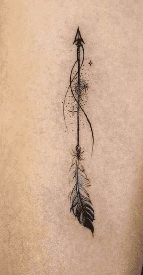 Sternum Arrow Tattoo, Feathered Arrow Tattoo, Strength Arrow Tattoo, Womens Trible Tattoos, Native Spine Tattoos For Women, Three Feathers Tattoo, Phoenix Arrow Tattoo, Fineline Arrow Tattoo, Three Arrow Tattoo