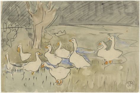 Theo van Hoytema, Ducks, 1873–1917. Duck Nursery, Vintage Nursery Decor, Duck Decor, Duck Art, Vintage Drawing, Vintage Nursery, Arte Animal, Nursery Wall Decor, Animal Wall Art