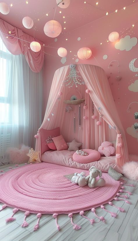 😍 🥰 😍 🥰 🤩 Kid Room Decor Girl, Girl Room Ideas Kids, Girl Bedroom Ideas For Kids, Girly Toddler Bedroom, Toddler Girl Bedroom Themes, Girls Bedroom Canopy, Pink Toddler Bedroom, Princess Theme Bedroom, Toddler Room Organization