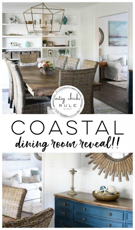 Coastal Dining Rooms, Beach House Dining Room, Coastal Style Decor, Beach House Decor Coastal Style, Coastal Dining Room, Coastal Style Decorating, Coastal Dining, House Dining Room, Coastal Living Rooms