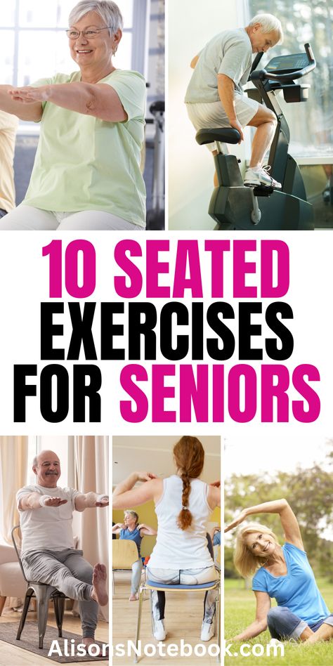 Looking for ways to stay active and fit even while seated? At AlisonsNotebook, discover the 10 best seated exercises for seniors that help maintain mobility and strength. From chair exercises for seniors to chair Pilates for seniors, these senior workout routines over 60 are designed to be both effective and accessible. Plus, claim your FREE self-care checklist now to enhance your wellness journey. Don't miss out on our free printable seated exercises for seniors! Exercise For Seniors Over 60 Men, Back Strengthening Exercises For Seniors, Dumbbell Workout For Seniors, Chair Exercises For Seniors Free, Chair Yoga Exercises For Seniors, Free Exercises For Seniors, Chair Fitness For Seniors, Exercises For Elderly Senior Fitness, Sitting Core Exercises