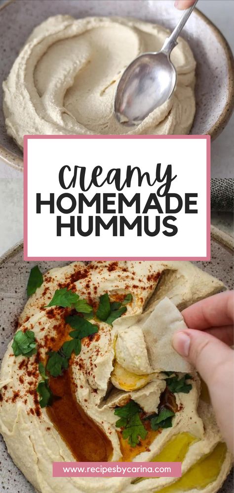 Classic Hummus is one of those things that well worth making yourself. It only takes a few ingredients and a few minutes to whip up the creamiest hummus that tastes so much better than pre-made! Humas Recipe Easy, Humus Recipes Homemade, Humas Recipe, Curry Hummus Recipe, Salt Caramel Sauce, Hummus Plate, Creamy Hummus Recipe, Best Hummus Recipe, Classic Hummus