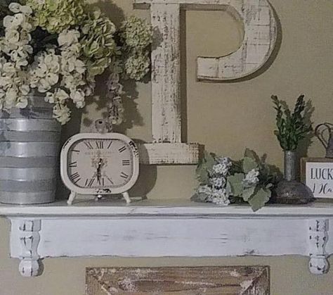 Distressed Mantle, French Country Mantle, Floating Shelf Kitchen, Crown Molding Shelf, Country Shelves, Shelf Fireplace, Farmhouse Shelves Decor, Style Shelf, Coastal Decorating Living Room