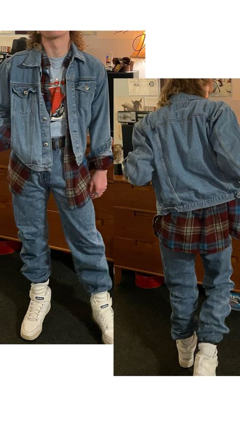 Old Navy Jean Jacket Arizona Flannel Rustler Jeans 70s Van Fan Muscle Tee Adidas Forums #80sfashion #80s #1980s #vintage #adidas 80s Outfits Men 1980s Style, 80s Fashion Men Outfits, 80s Aesthetic Outfits Men, 80s Mens Outfits, 80s Outfit Men, 80s Men Outfits, 70s Fashion Mens, Retro 80s Outfits, 80s Outfits Men