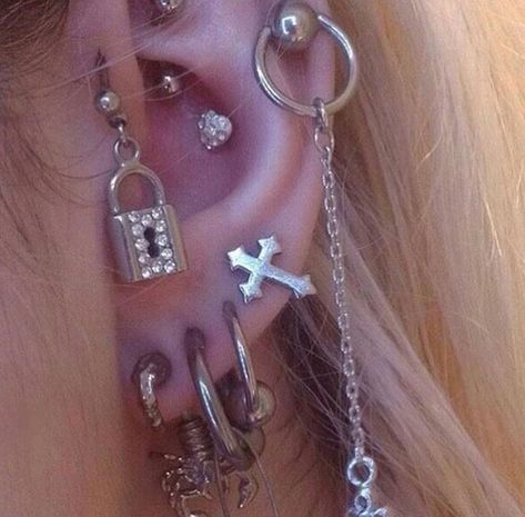 Ear Piercings Aesthetic, Piercings Aesthetic, Cool Ear Piercings, Pretty Ear Piercings, Grunge Jewelry, Fever Dream, Cool Piercings, Edgy Jewelry, Cute Ear Piercings