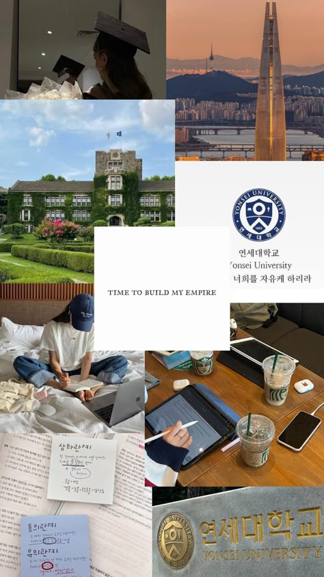 Yonsei university study motivation, 연세 대학교, Korea university, study aesthetics, vision board, mindset, mind map, inspiration South Korea Study Abroad, Dream University Vision Board, Korea Study Motivation, University Life Aesthetic Korea, Gks Scholarship Aesthetic, Yonsei University Aesthetic Wallpaper, Dream University Aesthetic, Korean Study Motivation Wallpaper, Study In Korea Aesthetic