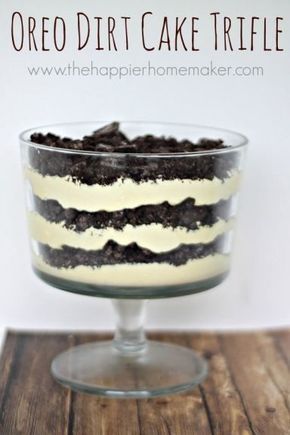 Dirt Cake Trifle Recipe, Dirt Cake Trifle, Dirt Cake Recipe, Oreo Trifle, Trifle Recipes Easy, Oreo Dirt Cake, Easy Trifle, Cake Trifle, Dirt Cake Recipes