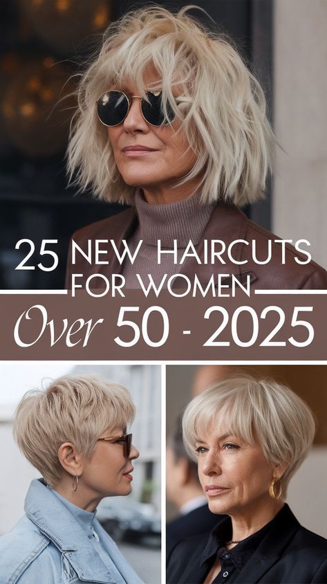 New Haircuts for Women Over 50 - 2025: 25 Ideas - Fall Update 2024 Short Hair For Thick Hair Over 50, Hair For Women Over 50 With Bangs, Medium Shag Bob Haircut, Short Style For Thick Hair, Shag Haircuts For Fine Hair Over 50, Thick Hair Bangs Medium, Short Layered Haircuts Women, Bangs Fine Hair Shoulder Length, Womens Hair Styles 2024