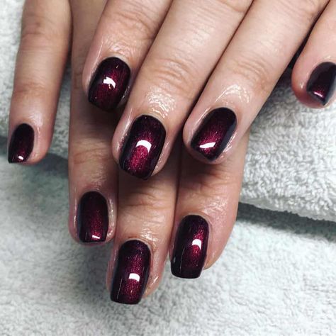 Black Cherry Cat Eye Nails, Black Cherry Gel Nails, Black Cherry Nails Design, Black Cherry Nails Acrylic, Black Cherry Nail Color, Dark Cherry Nails, Black Cherry Nail Polish, Power Nails, Black Cherry Nails