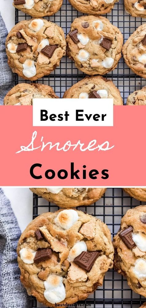 S Mores Cookies, Smores Dessert, Smores Cookies, Gourmet Cookies, Best Desserts, S'mores, Fun Baking Recipes, Cookies Recipes Christmas, S Mores