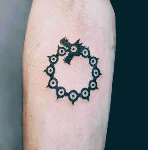 Anime tattoo Tattoo Ideas Seven Deadly Sins, Subtle Anime Tattoo Ideas, Anime Markings Tattoo, Shoulder Anime Tattoo, Anime Based Tattoo, Anime Tattoos Design, Discreet Anime Tattoo, Anime Tattoo Designs Men, Anime Tattoo Black And White