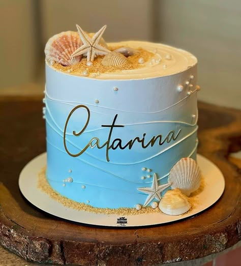 Sea Cake Ideas Birthday, Beachy Cake Ideas, Ocean Cake Birthday, Beach Theme Cakes Birthday, Beach Cake Birthday, Ocean Wave Cake, Beach Themed Birthday Cakes, Ocean Beach Cake, Under The Sea Smash Cake