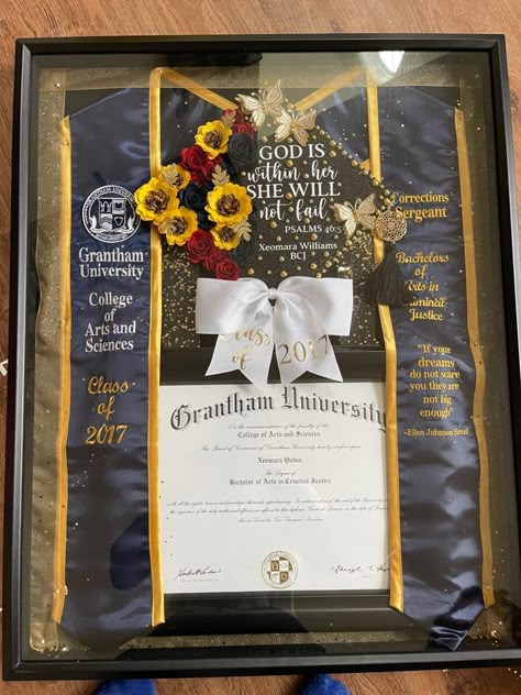 Graduation Cap Display Ideas, Class Of 2023 College Graduation, Graduation Storage Ideas, Degree Shadow Box Ideas, Grad Frame Ideas, Graduation Box Frame, Framed Graduation Cap, Graduation Ideas For College, Graduation Money Ley