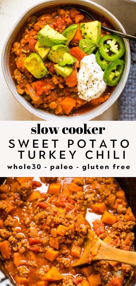 Slow Cooker Sweet Potatoes, Sweet Potato Chili, Green Chiles, Turkey Chili, Instant Pot Dinner Recipes, Healthy Crockpot, Dinner Recipes Crockpot, Healthy Crockpot Recipes, Healthy Ingredients