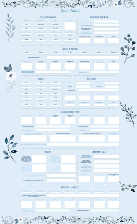 Character Profile Template, Character Sheet Writing, Character Worksheets, Character Bio, Character Sheet Template, Profile Template, Writing Book, Character Template, Make A Character