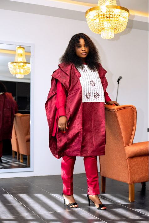 Ladies Agbada Style, Latest Agbada Styles For Women, Female Agbada Gown Styles, Agbada Women, Female Agbada Styles, Women Agbada, Ankara Agbada Styles For Women, Agbada Styles For Women, African Pants Suit