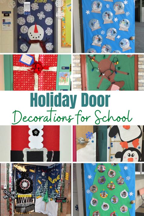 These holiday classroom door ideas are perfect to use throughout the holiday season, and there is something for everyone no matter how you choose to celebrate! Holiday Door Decorations For School, Door Decorations For School, Door Decoration For Preschool, Holiday Classroom Doors, Decorations For School, Winter Classroom Door, Class Door Decorations, Classroom Door Decorating, Diy Christmas Door Decorations