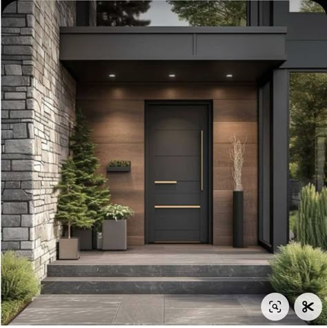 Exterior Door Modern, Modern House Entrance, Porch Ideas Entrance, Cozy Fall Home, Modern Entrance Door, Entrance Gates Design, Home Door Design, Modern Entrance, Entrance Door Design