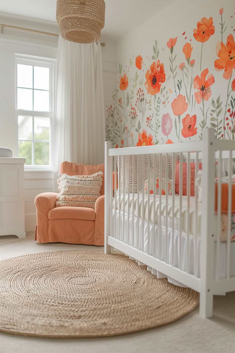 50 Charming Baby Girl Nursery Designs to Transform Your Space Baby Girl Rooms Ideas, Girl Nursery Themes Flower, Peach Boho Nursery, Baby Girl Nursery Winnie The Pooh, Baby Girl Nursery Sunshine, Cute Girl Nursery Ideas, Baby Girl Nursery Daisy Theme, Baby Girl Nursery Flowers, Girl Nursery Ideas Colorful