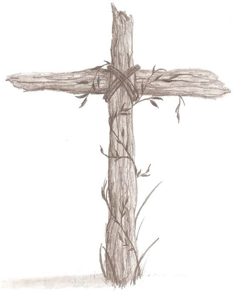 Rugged Cross Image, Wooden Cross Design, Rugged Cross Drawing, Old Rugged Cross Art, Drawings Of The Cross, Drawing Of Cross, Cross Sketches Pencil, Wooden Cross Drawing, Old Rugged Cross Tattoo