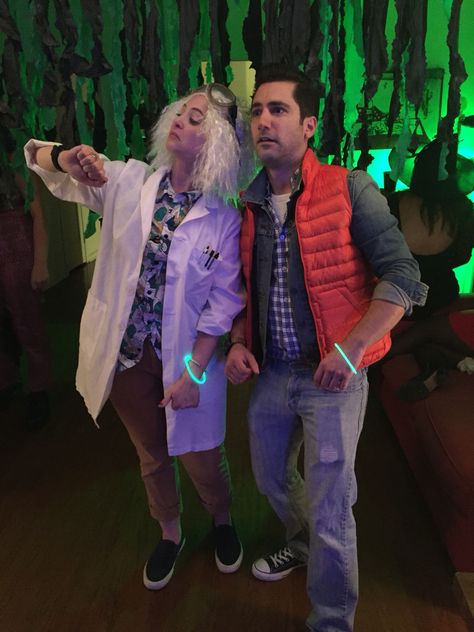 Doc Brown And Marty Mcfly Costume, Marty Mcfly And Doc Brown Costume, Doc And Marty Mcfly Costume, Doc Brown Back To The Future, Marty Mcfly Halloween Costume, Doc Brown Costume, Marty Mcfly Costume, Friend Group Ideas, Cool Costume Ideas