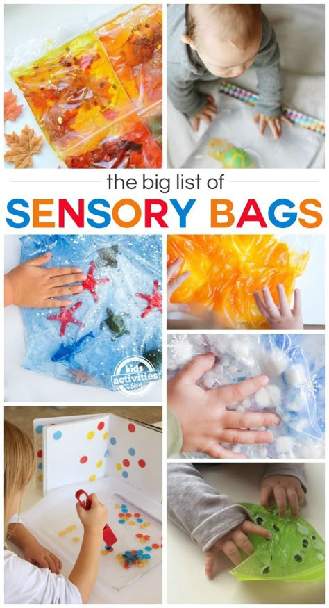 Have you tried making your kids sensory bags? They are so much fun! Kids love playing with them and they are easy to make. Plus, there are endless possibilities. If you’re looking for inspiration or a new idea to try, here is a huge list of sensory bags to make. 20 Sensory Bags To Make...Read More » #activitiesforbabies Sensory Bags For Babies, Sensory Bags, Baby Sensory Play, Sensory Ideas, Sensory Activity, Diy Bebe, Sensory Bottles, Bags For Kids, Bags To Make