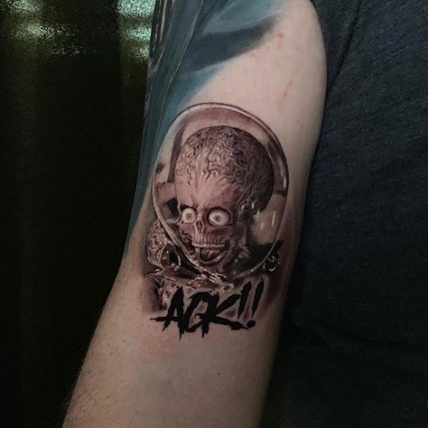 Mars Attacks Tattoo, Portrait Tattoo Ideas, Mars Tattoo, Patch Work Tattoo, Mars Attack, Art Muse, Portrait Tattoos, Mars Attacks, Work Tattoo