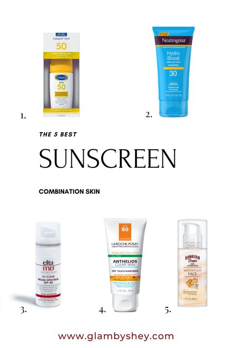 How To Choose The Right Everyday Sunscreen For Combination Skin: A post about what to look for in your everyday sunscreen. Read more at glambyshey.com Sunscreen For Combination Skin, Best Foundation For Combination Skin, Best Facial Sunscreen, Good Sunscreen For Face, Everyday Sunscreen, Moisturizer For Combination Skin, Makeup Tips Foundation, Physical Sunscreen, Combo Skin