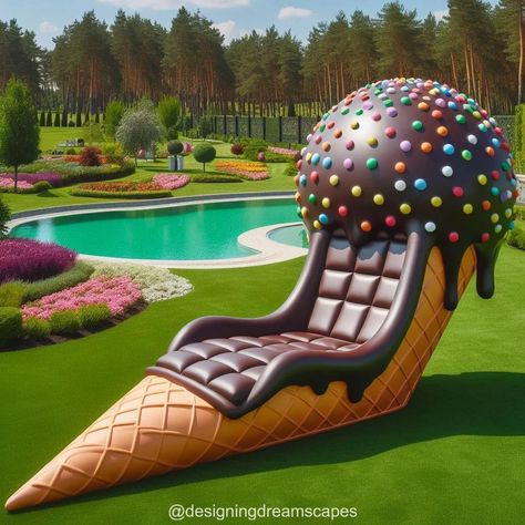 Ice Cream Shaped Sun Loungers: Sweet Relaxation in the Sun Weird Houses, Grandmother Style, Good Morning Nature Images, Childrens Bathroom, Unusual Furniture, Unique Furniture Design, Morning Nature, Sun Loungers, Cream Art