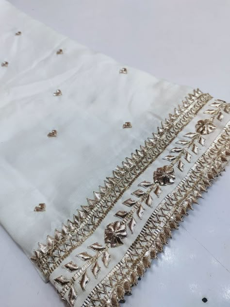 Gota Patti Work Embroidery, Zardosi Dupatta, Machine Work Embroidery, Gota Patti Design, Gotta Patti Saree, Embroidery Tassels, Designer Suits For Wedding, Rose Embroidery Designs, Best Indian Wedding Dresses