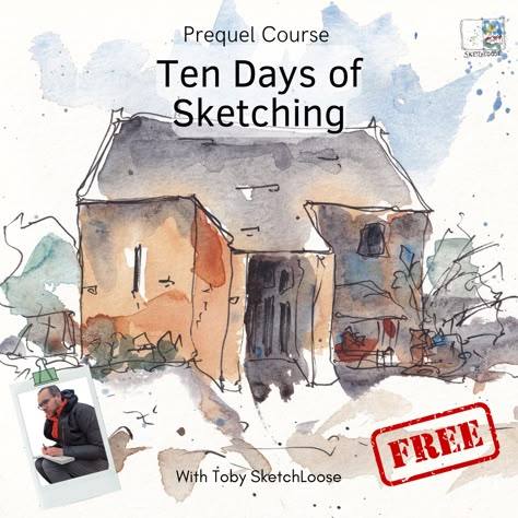 In this free course I'll challenge you to try ten quick sketches in ten days - each based around a concept in ink and watercolour sketching. We'll look at shape, variation in watercolour, handling our mistakes, proportion in our scenes and so much more. When you've done this course, you'll be 100% ready to take on the full Sketch Loose courses! Loose Sketching, Travel Sketching, Loose Watercolor Paintings, Sketch Free, Learn To Sketch, Ink And Wash, Line And Wash, Pen And Wash, Ink And Watercolour