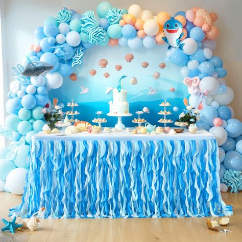 Under The Sea Birthday Party Boy, Under The Sea Baby Shower Ideas For Boys, Under The Sea Centerpiece Ideas, Baby Shark Birthday Party Boy, Baby Shower For Boys, Ocean Baby Shower Theme, Tutu Table, Ocean Baby Showers, Ocean Theme Birthday