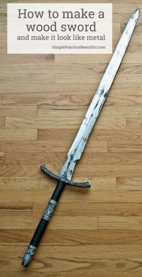 How to make a wood sword and make the wood look like metal | costume sword | halloween costume | cosplay | DIY How-to tutorial on weapon carving Armadura Cosplay, Cosplay Armor, Cosplay Tutorial, 다크 판타지, Cool Swords, Cosplay Diy, Cosplay Tips, Cosplay Props, Costume Cosplay