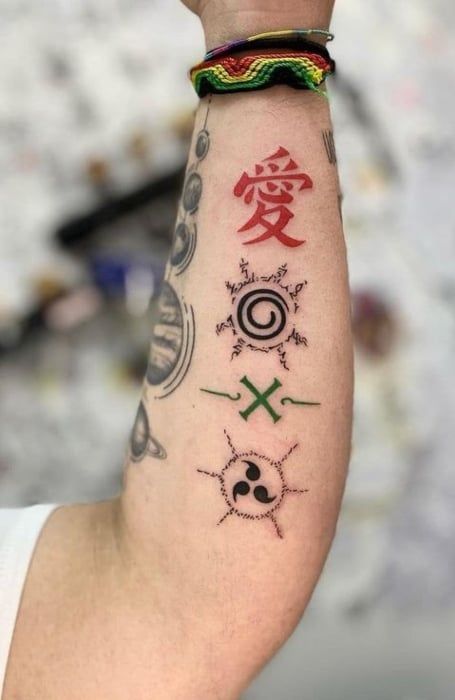 Naruto Forearm Tattoo, Gaara Tattoo, Tato Naruto, Naruto Tattoos, Seal Tattoo, Tattoo Anime, One Piece Tattoos, Naruto Tattoo, Symbol Tattoo