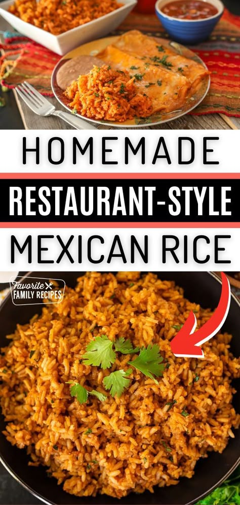 With our Homemade Restaurant-Style Mexican Rice recipe, you can recreate the authentic flavors of your favorite Mexican restaurant at home! Fragrant, fluffy rice infused with savory tomato broth, onions, and spices - this rice is the perfect side dish to your favorite Mexican meals. Say goodbye to takeout and hello to homemade goodness with every flavorful bite! Authentic Mexican Recipes Vegetarian, Mexican Jasmine Rice Recipe, Mexican Street Rice, Fried Rice Mexican, Mexican Rice With Enchilada Sauce, Mexican Flavored Rice, Mexican Rice With Cheese, Mexican Rice For Burritos, Mexican House Special Recipe