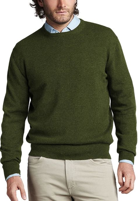 Parisbonbon Men's 100% Cashmere Crew Neck Sweater Men’s Green Sweater Outfit, Green Crew Neck Knit Sweater, Crew Neck Sweater Outfit, Men’s Crew Neck Sweater, Cashmere Sweater Outfit, Green Soft Knit Crew Neck Sweater, Green Sweater Outfit, Luxury Green Crew Neck Sweater, Mens Green Sweater