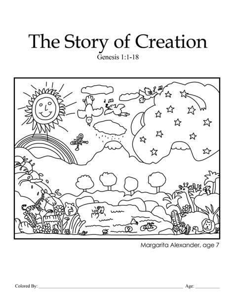 creation coloring pages for preschoolers | Creation: Genesis 1:1-18 – KCMB, Ch 1, Coloring Page Creation Bible Crafts, Genesis Creation, Story Of Creation, Creation Coloring Pages, Bible Coloring Sheets, 7 Days Of Creation, Creation Bible, Christian Preschool, Days Of Creation