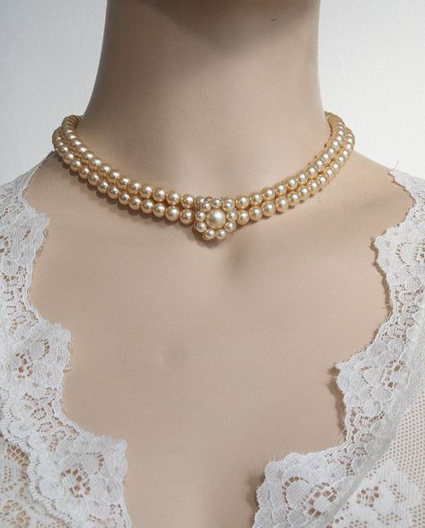 Wedding Necklace Pearl, Choker Pearl Necklace, Gold Pearl Jewelry, Romantic Necklace, Bridal Pearl Necklace, Bridal Choker, Pearl Necklace Wedding, Necklace Bridal, Pearl Bridal