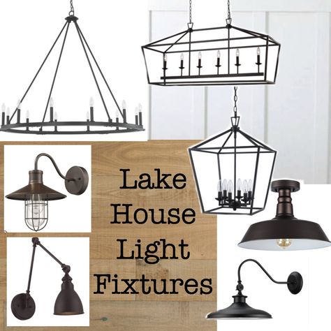 Lake House Lighting, House Light Fixtures, Rustic Cottage Interiors, Lilypad Cottage, Rustic Lake Houses, Lake House Interior, Lake House Kitchen, Cottage Lighting, House Light