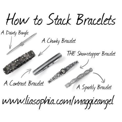 How to Stack Bracelets by maggie-ang on Polyvore featuring Lia Sophia Diy Bracelet Stacks, How To Wear Bracelets, How To Layer Bracelets, How To Stack Bracelets, Layering Bracelets, Matching Couple Bracelets, Jewerly Bracelets, Sparkly Bracelets, Stacked Bracelets