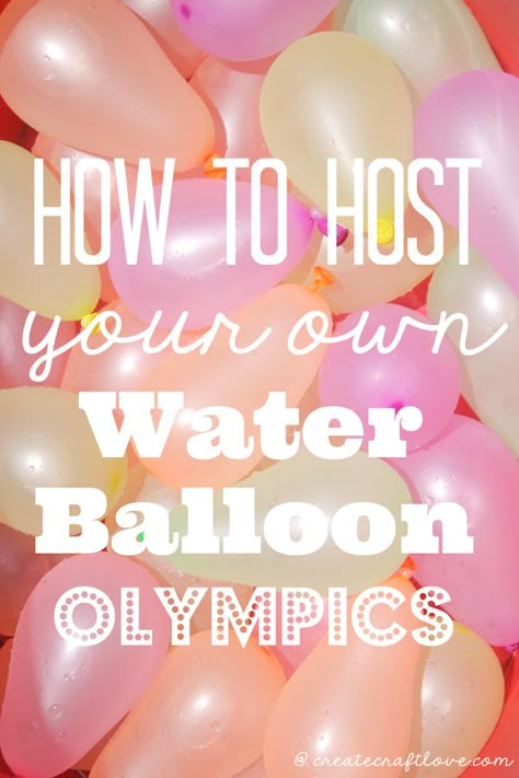 How to host your own Water Balloon Olympics via createcraftlove.com Picnic Games For Adults, Water Olympics, Water Balloon Party, Backyard Olympics, Family Olympics, Water Balloon Games, Creative Nursery, Picnic Games, Balloon Games