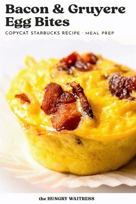 This is such a great egg bite recipe to have on hand. It's a copycat Starbucks bacon egg cup recipe with cottage cheese mixed in and baked in a muffin tin in the oven. They make a great meal prep breakfast recipe. These bacon and gruyere egg bites will become your next family staple! #Eggbites #EggCups #MealPrep #BreakfastRecipe #StarbucksEggBite #EggBitesMuffinTin #BaconEggMuffinCups Bacon And Gruyere Egg Bites, Gruyere Egg Bites, Recipe With Cottage Cheese, Starbucks Egg Bites Recipe, Bacon Egg Cups, Bacon Egg Muffins, Egg Cups Recipe, Bacon Muffins, Eggs In Muffin Tin