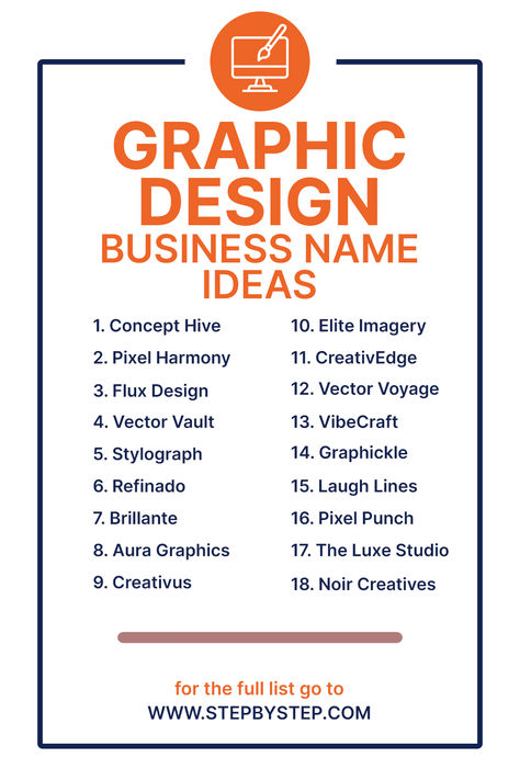 Graphic Design Business Name Ideas Graphic Designer Name Ideas, Graphic Design Business Names, Unique Business Names Ideas Creative, Catchy Business Name Ideas, Flux Design, Ideas Name, Design Company Names, Unique Business Names, Shop Name Ideas