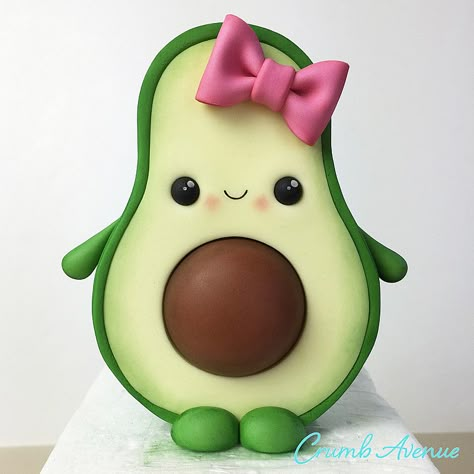 Crumb Avenue - Easy to follow cake topper tutorials | Tutorials | Cute Avocado Fiesta 1st Birthday, Avocado Cake, Cake Topper Tutorial, Cute Avocado, 1st Birthday Decorations, Pasta Francesa, High Chair Banner, Pasta Flexible, Clay Crafts