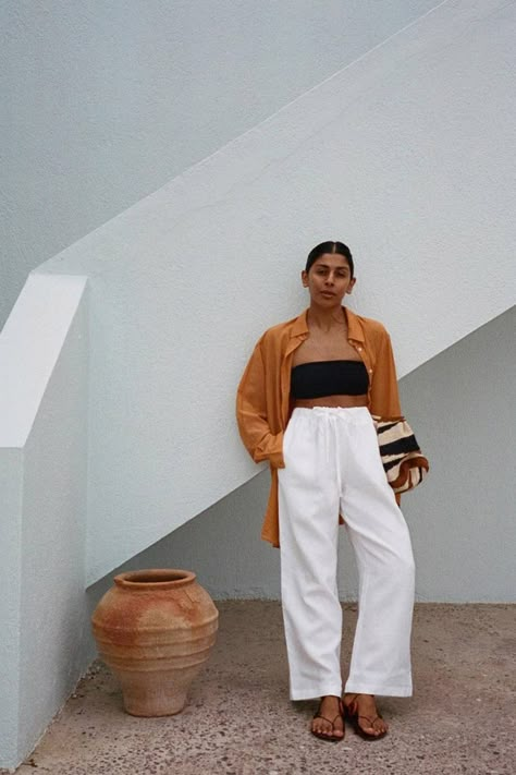 19 Hot-Weather Outfits to Try This Summer | Who What Wear Linen Shirt Outfit, Boden Clothing, Hot Weather Outfits, Hot Summer Outfits, Plain White Shirt, Easy Outfits, Camo Dress, Shirt Outfits, This Heat