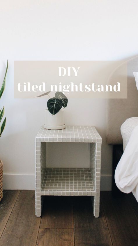 seedandhome on Instagram: ✨ DIY TILED NIGHTSTAND ✨ After months of searching for nightstands we liked, we decided to make one! What do you think? ☺️ This diy… Tile Nightstand, Ikea Hack Nightstand, Minimal Nightstand, Nightstand Diy, Diy Furniture Paint, Garden Design Home, Bedroom Vibes, Diy Nightstand, Diy For The Home